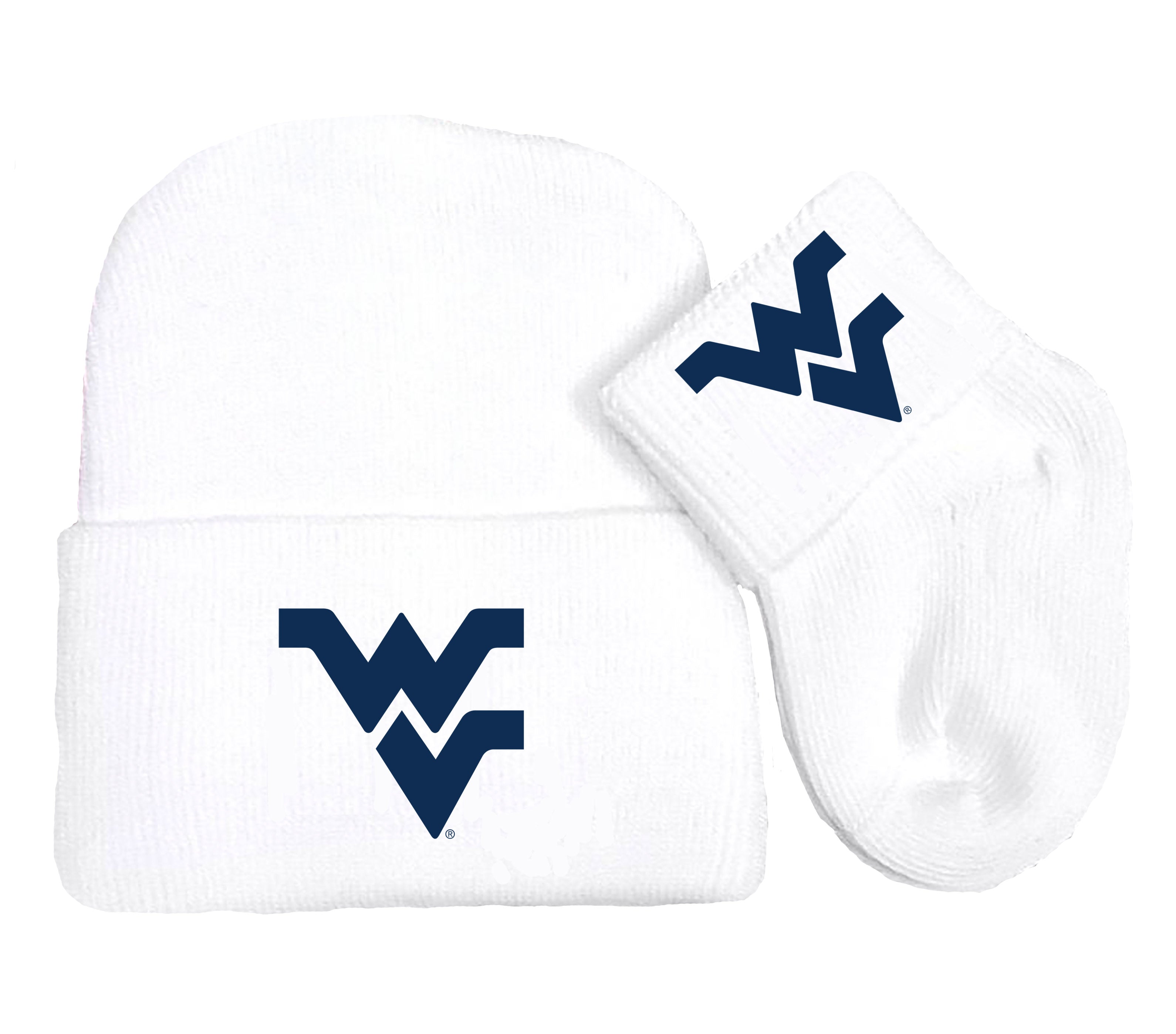 West Virginia Mountaineers Baby Knit Cap and Socks Set