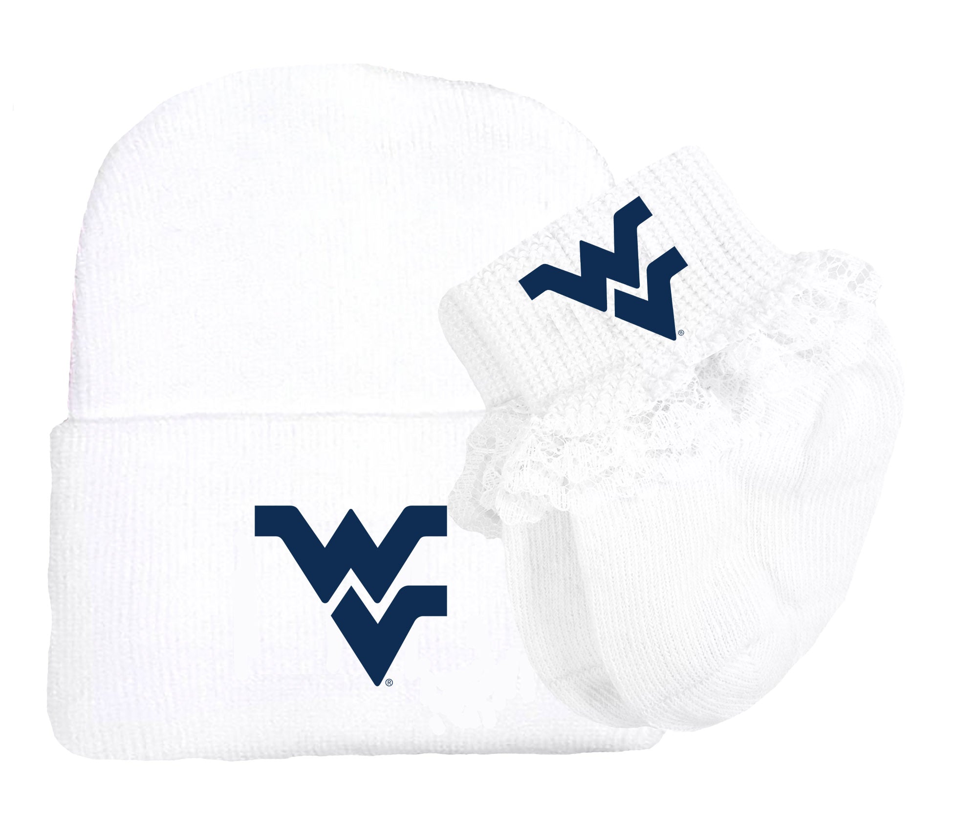 West Virginia Mountaineers Baby Knit Cap and Socks Set