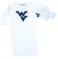 West Virginia Mountaineers LOGO Baby Layette Gown and Cap Set - White