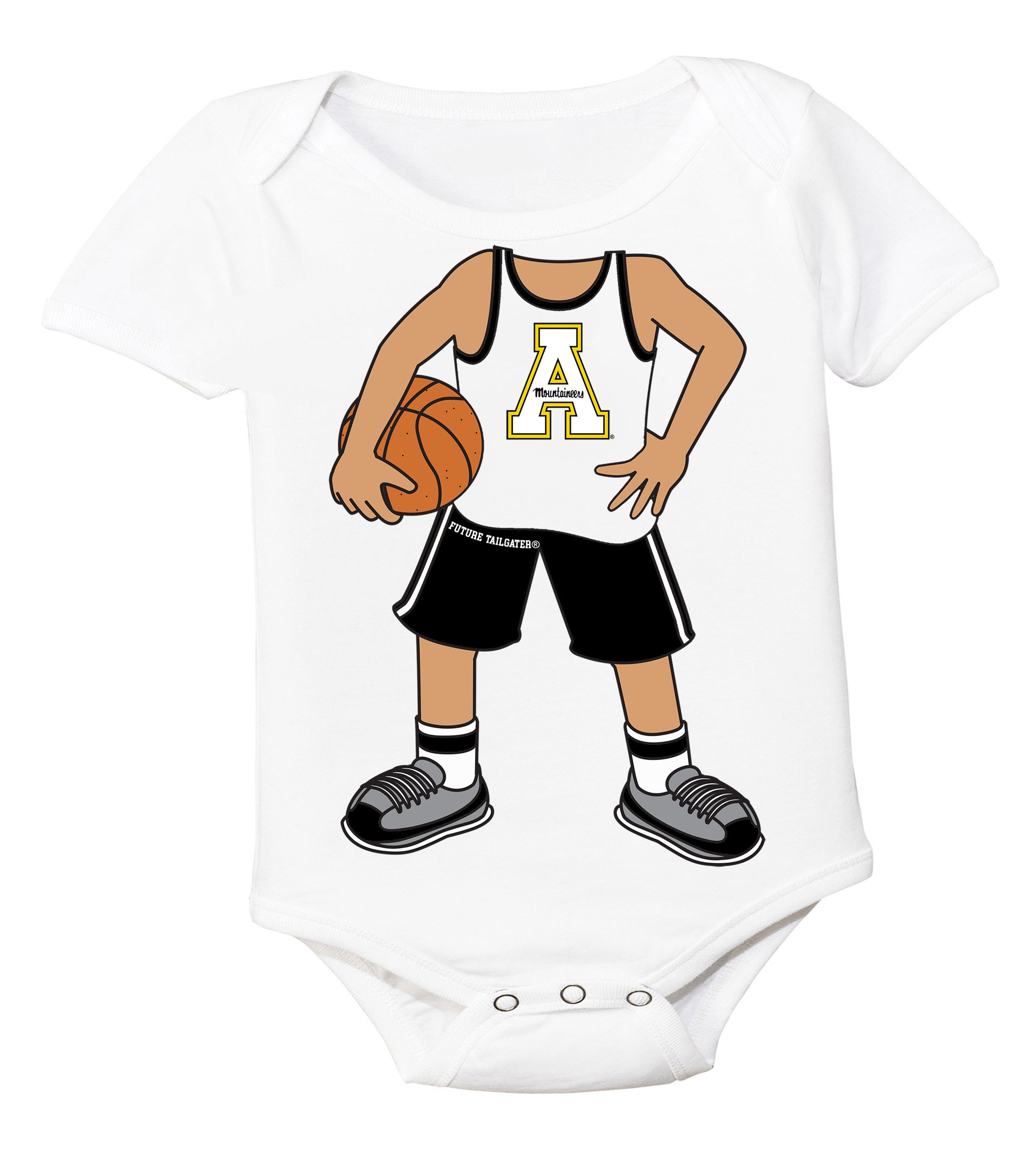Appalachian State Mountaineers Heads Up! Basketball Player Baby Bodysuit
