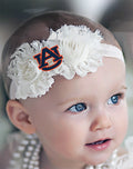 Auburn Tigers Baby/Toddler Shabby Flower Hair Bow Headband