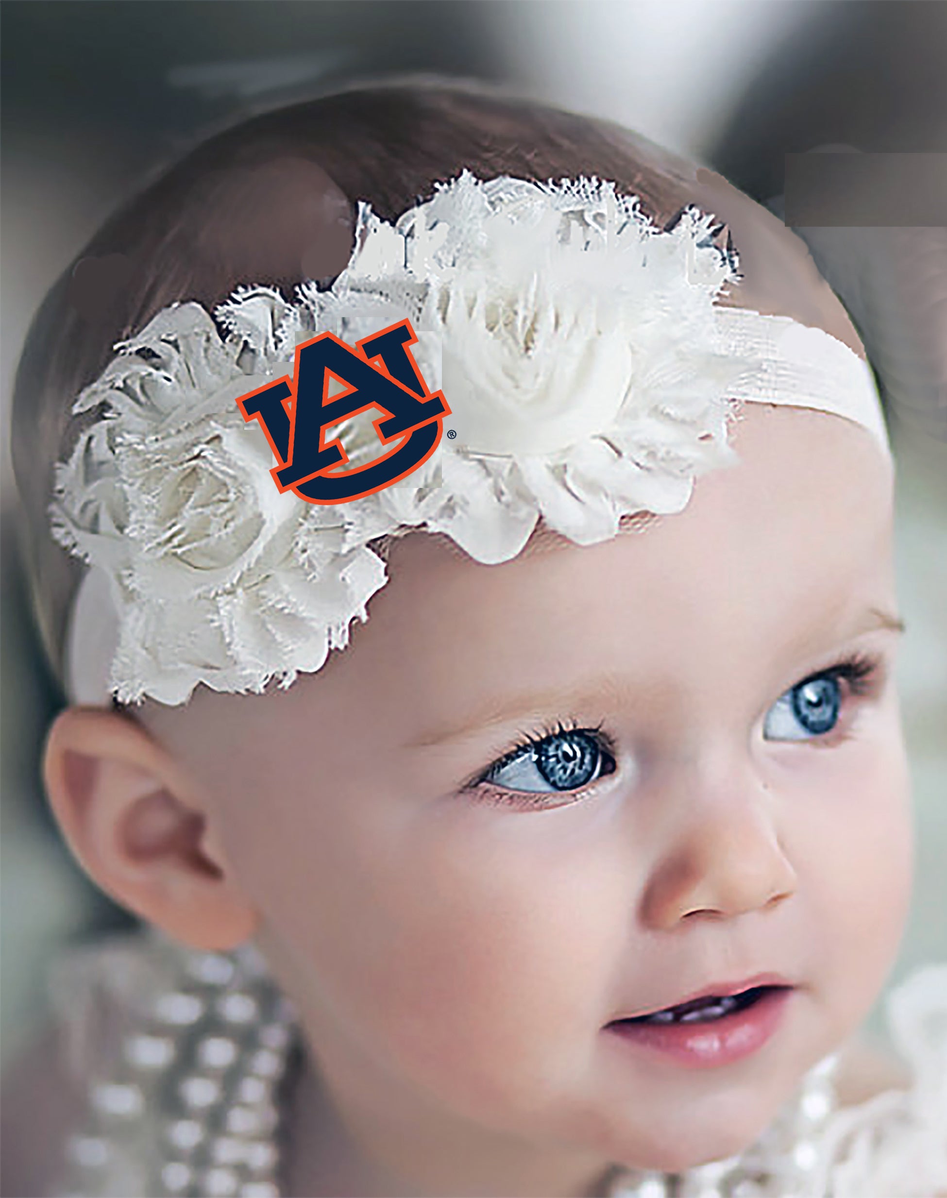 Auburn Tigers Baby/Toddler Shabby Flower Hair Bow Headband