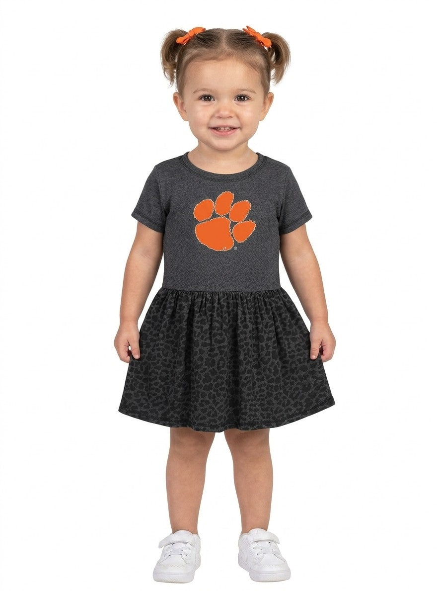 Clemson Tigers Toddler Dress - Smoke/Black Leopard