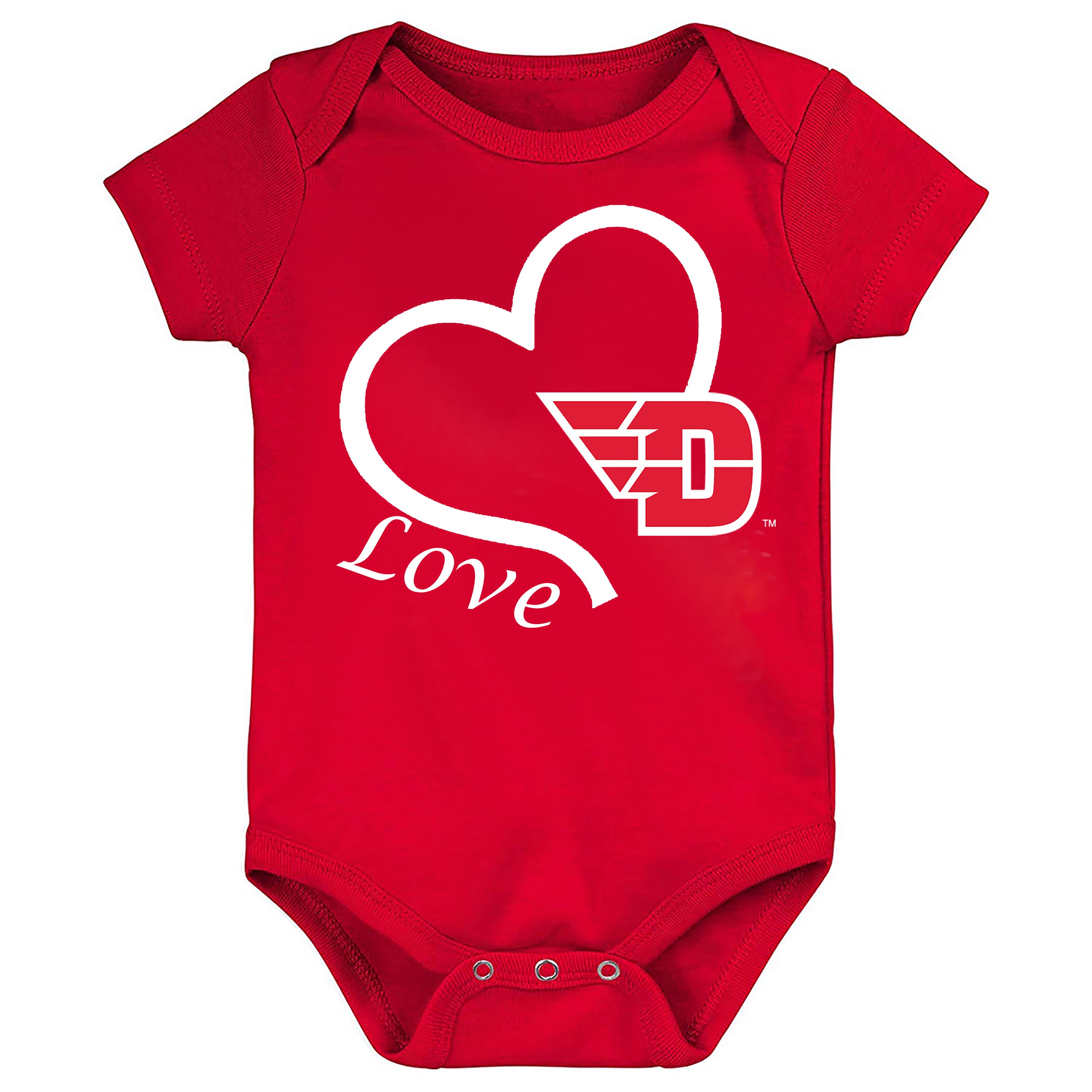 Dayton Flyers Love Heart Baby Bodysuit