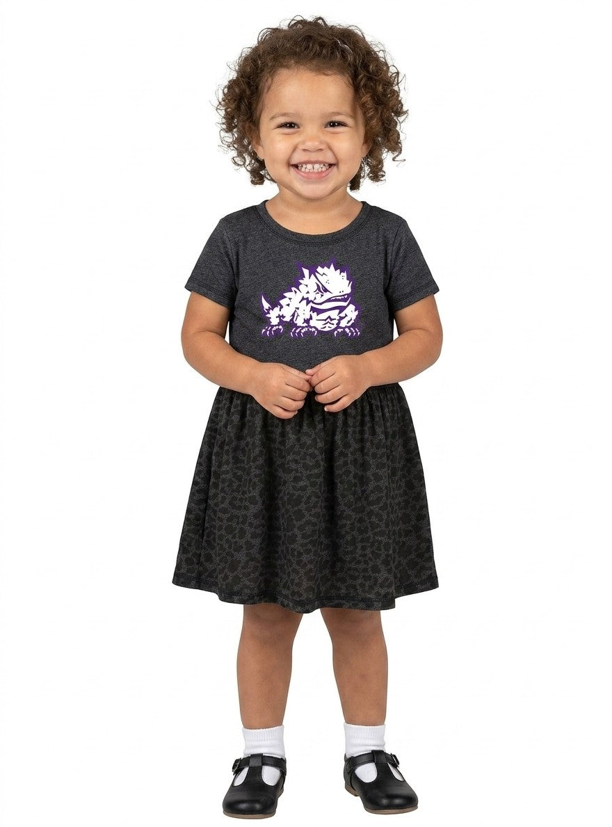 TCU Horned Frogs Toddler Dress - Smoke/Black Leopard