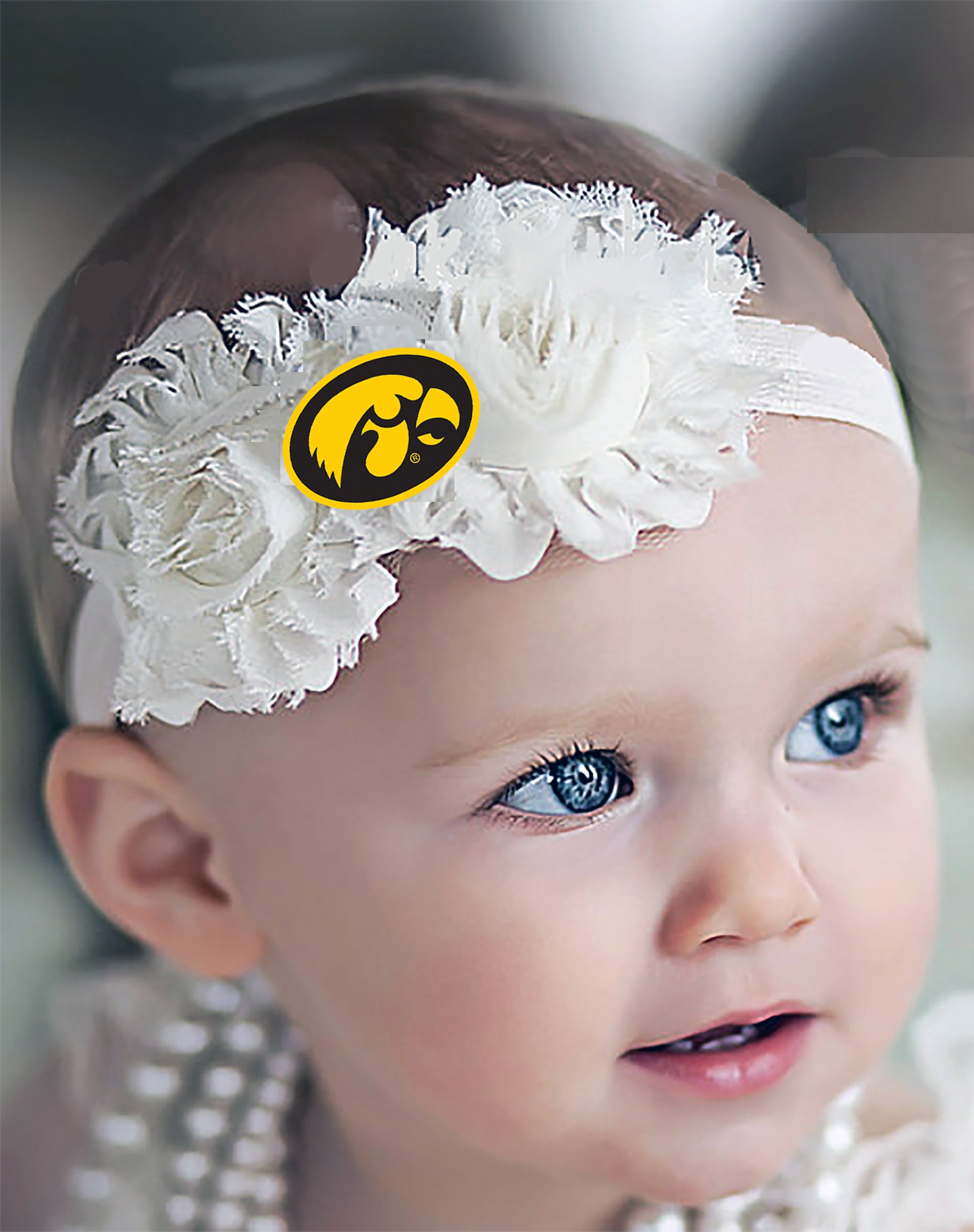 Iowa Hawkeyes Baby/Toddler Shabby Flower Hair Bow Headband