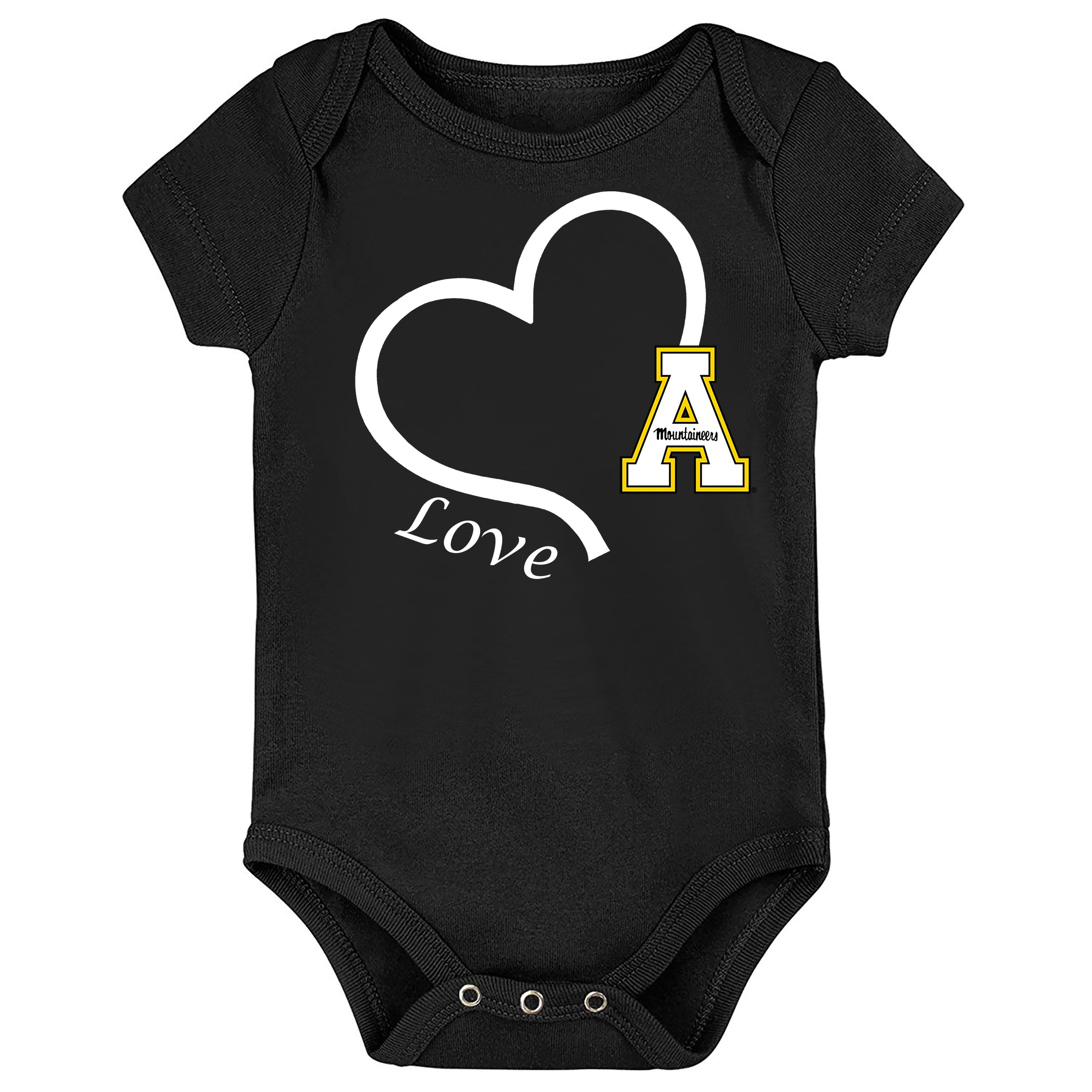 Appalachian State Mountaineers Love Heart Baby Bodysuit