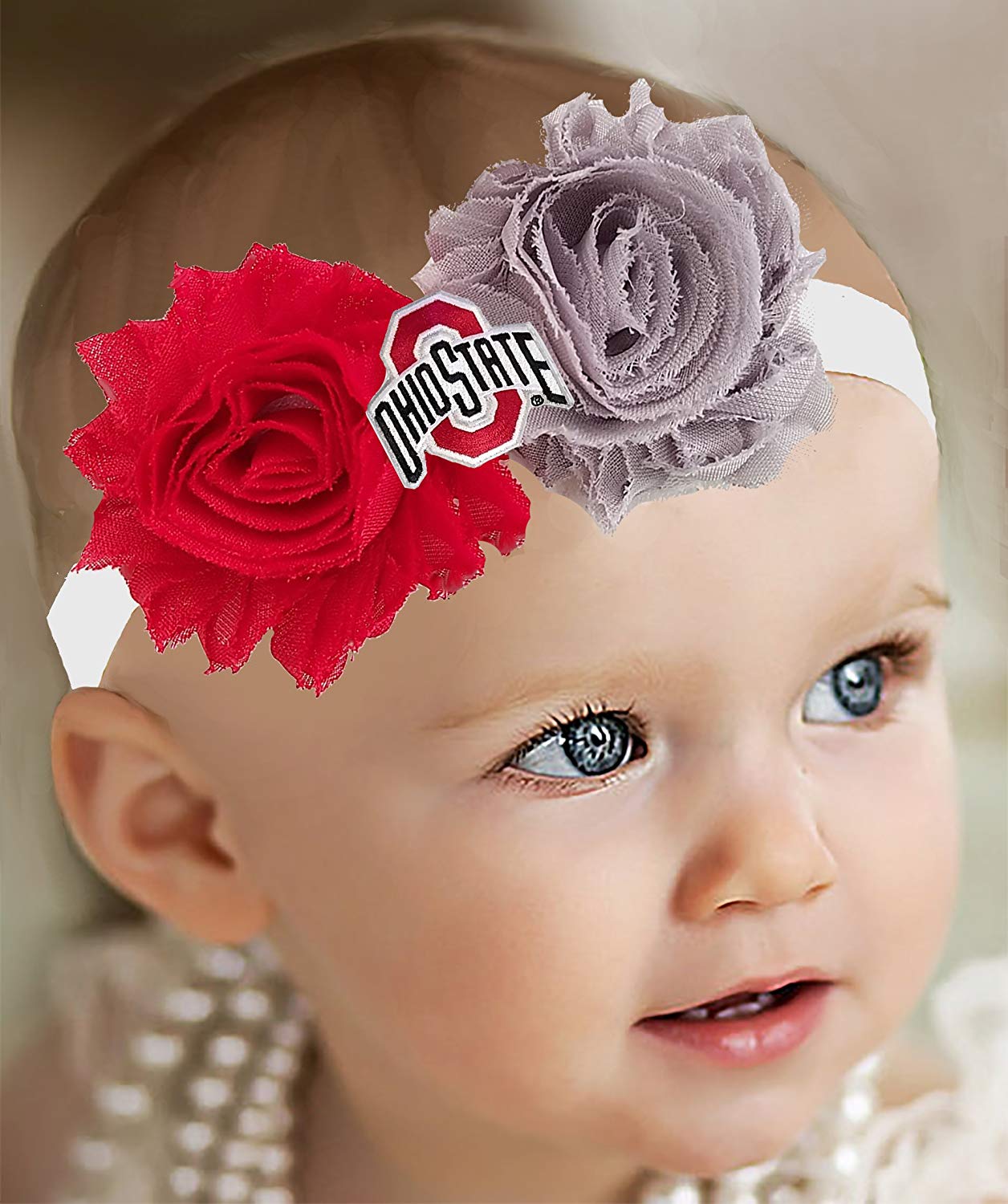 Ohio State Buckeyes Baby/Toddler Shabby Flower Hair Bow Headband