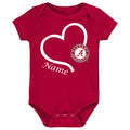 Alabama Crimson Tide Love Heart Baby Bodysuit - Personalized