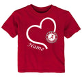 Alabama Crimson Tide Love Heart Baby/Toddler/Youth T-Shirt - Personalized
