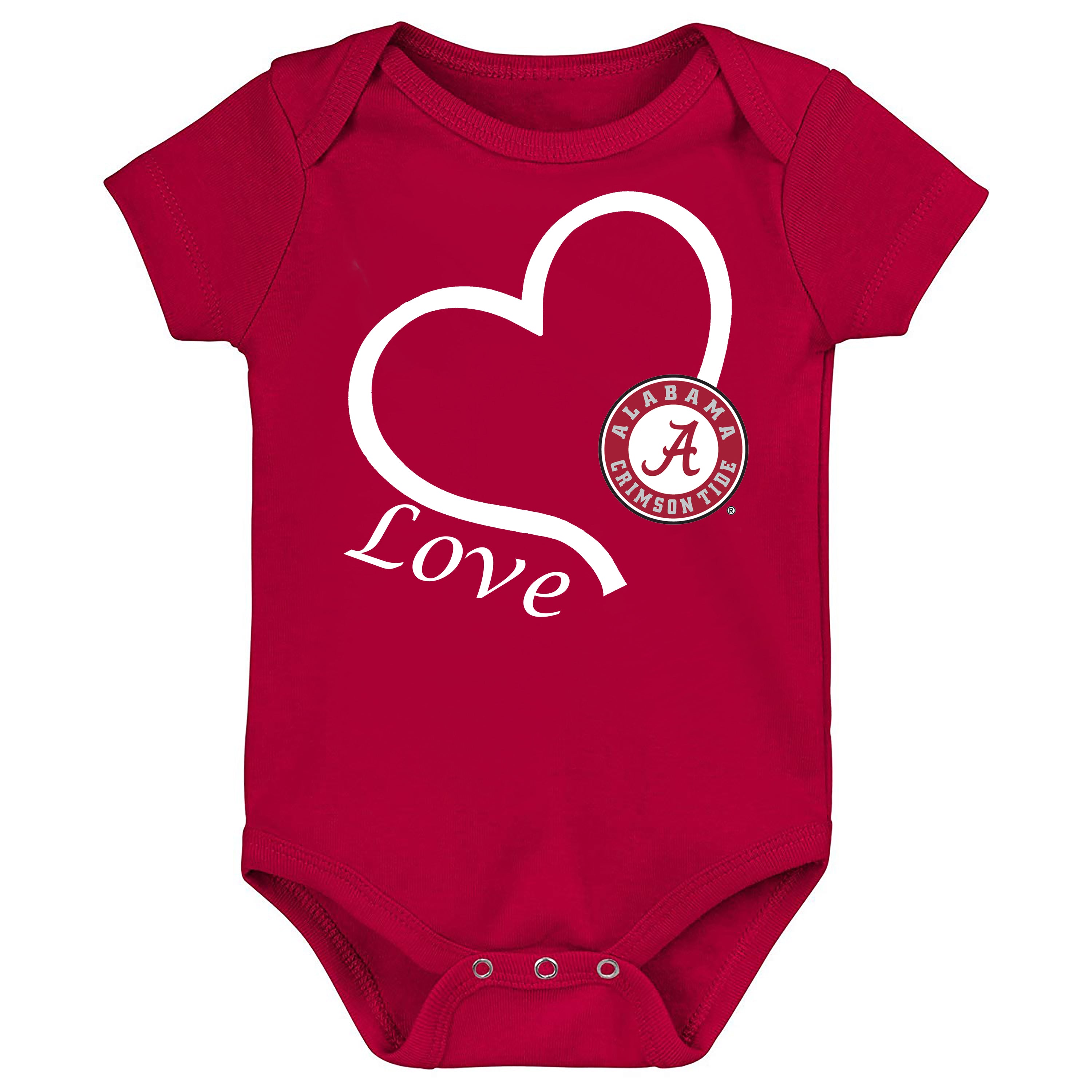 Alabama Crimson Tide Love Heart Baby Bodysuit